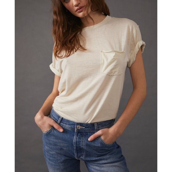 🆕 FREE PEOPLE Vella Tee / White Swan - Picture 1 of 9
